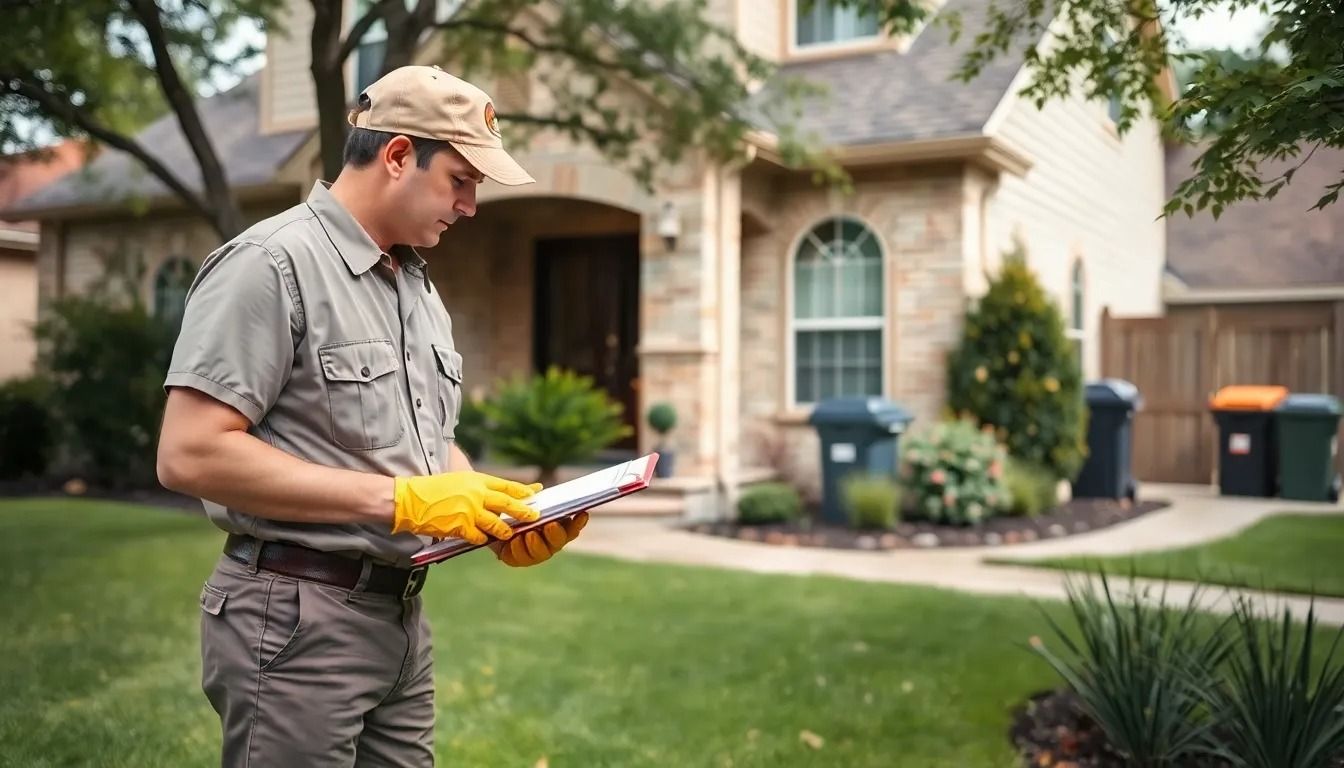 person with clipboard and gloves, inspecting property