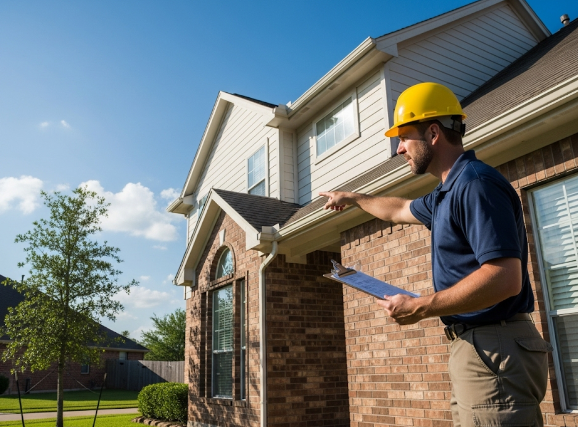professional inspector conducting a home inspection in Houston TX