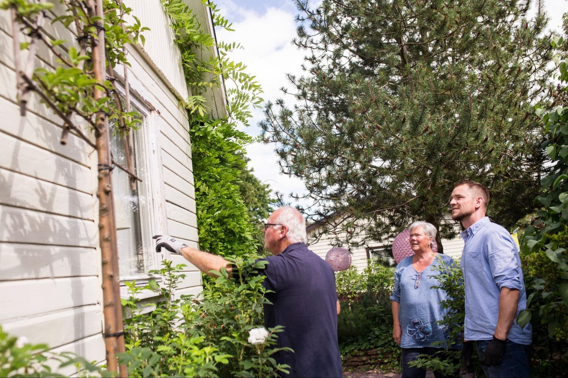 Home inspector checking foundation for cracks and structural integrity