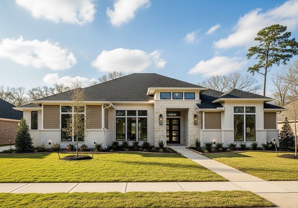 Exterior of a newly built suburban home, reflecting construction design in Texas