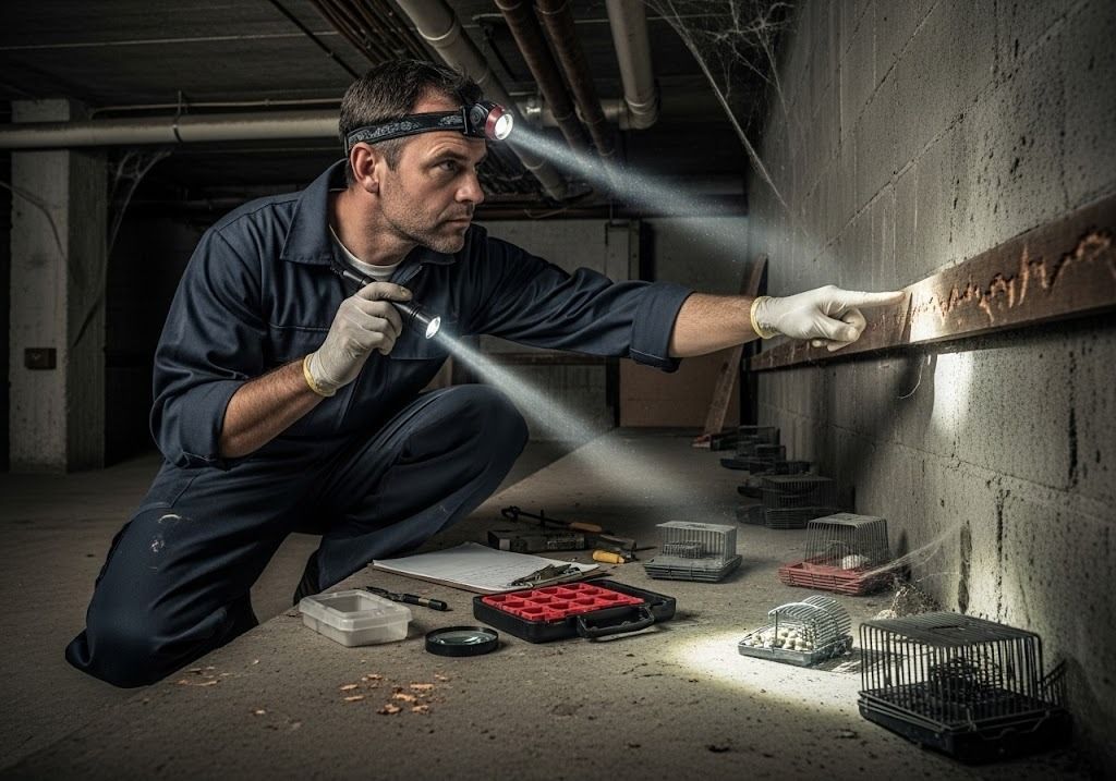 Man providing professional rodent control services