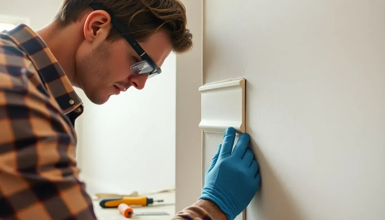 Man fixing a wall