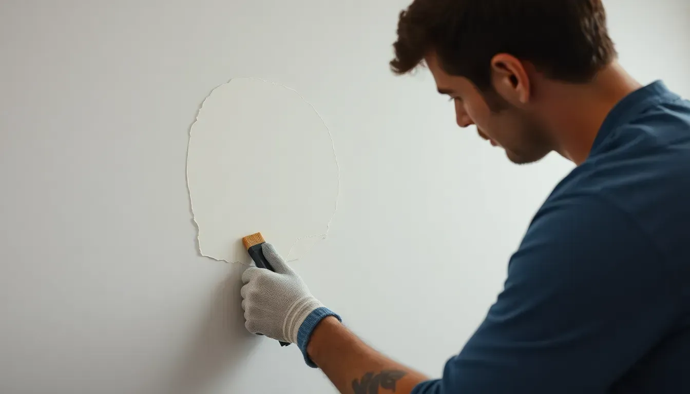 Man plastering wall