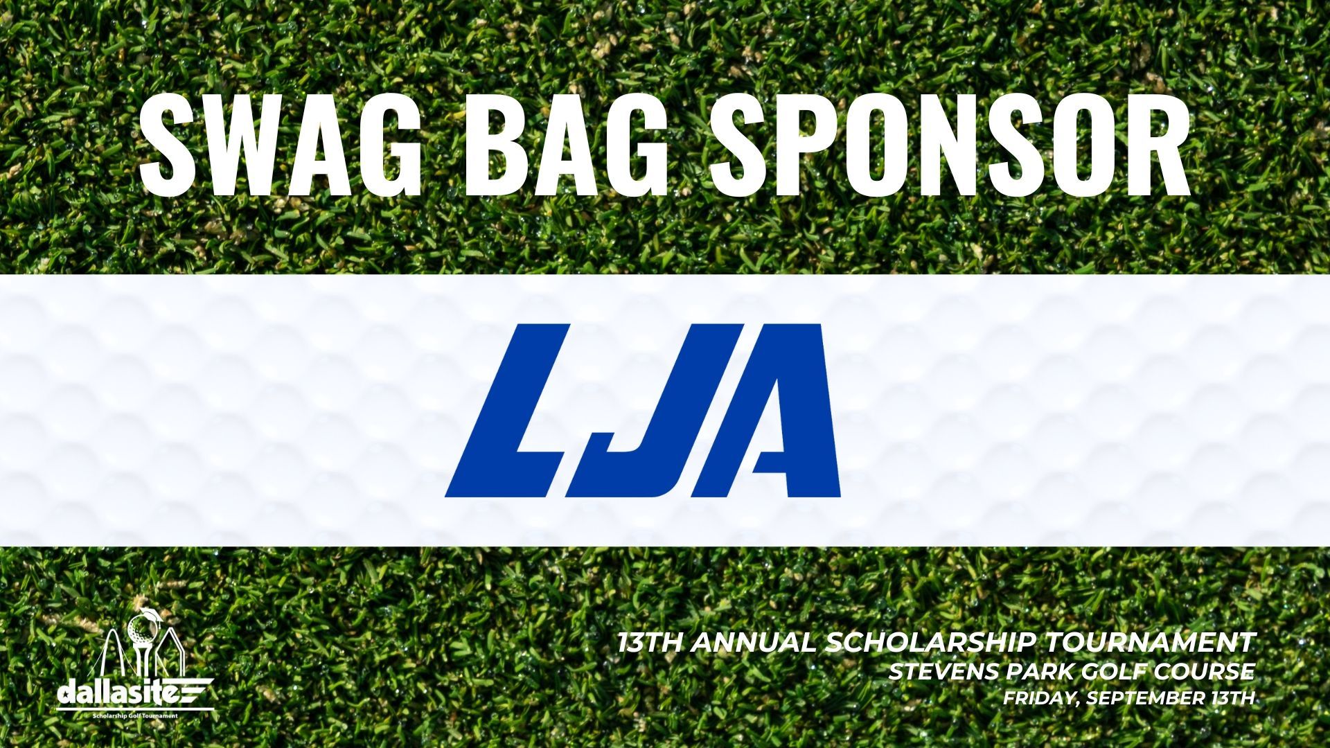 A sign that says swag bag sponsor lja on it