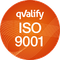 En cirkel med orden `` qualifiy iso 9001 '' på.