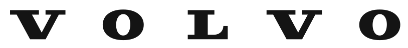 Ordet volvo är skrivet i svart på en vit bakgrund
