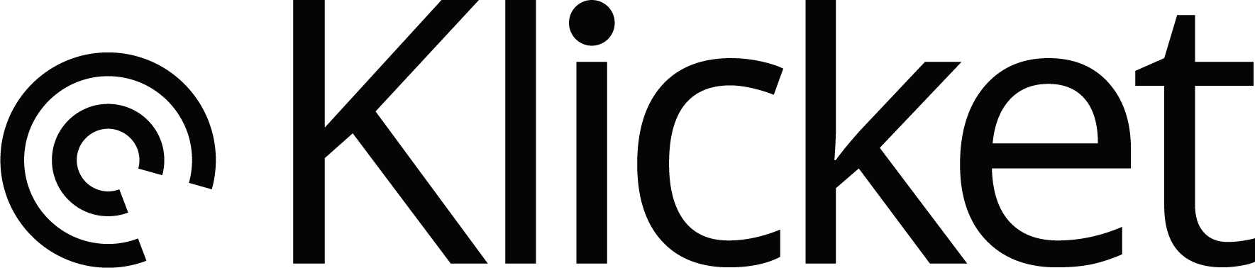 En vit bakgrund med Klicket-logon på
