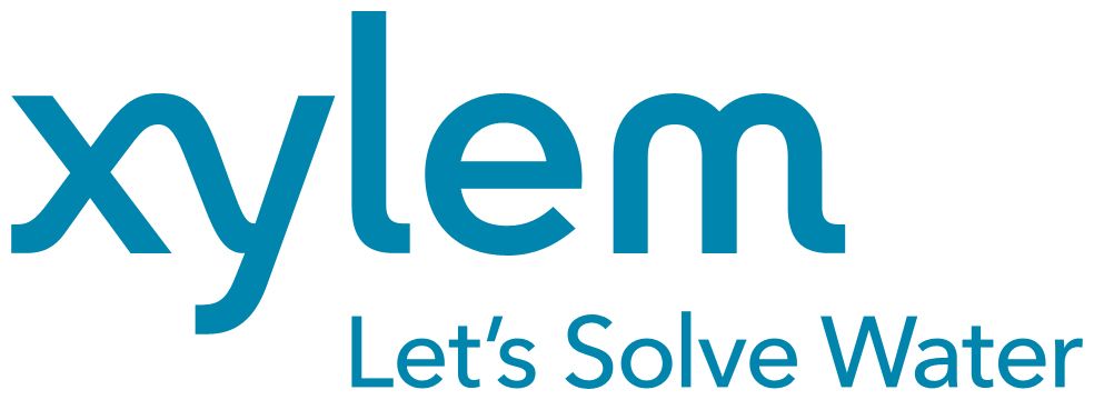 Xylem-logotypen är blå och säger låt oss lösa vatten
