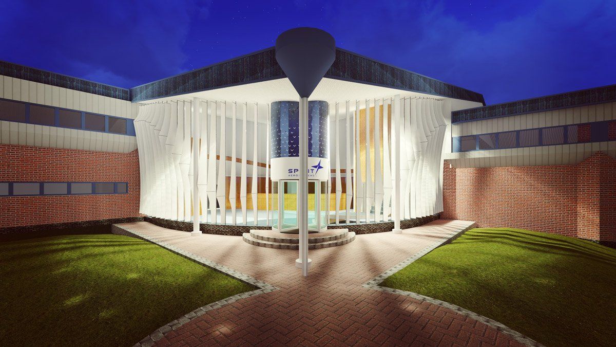 front lighting 3D technical view Spirit AeroSystems, Prestwick Airport