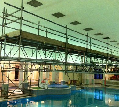  scaffolding at a swimming pool 