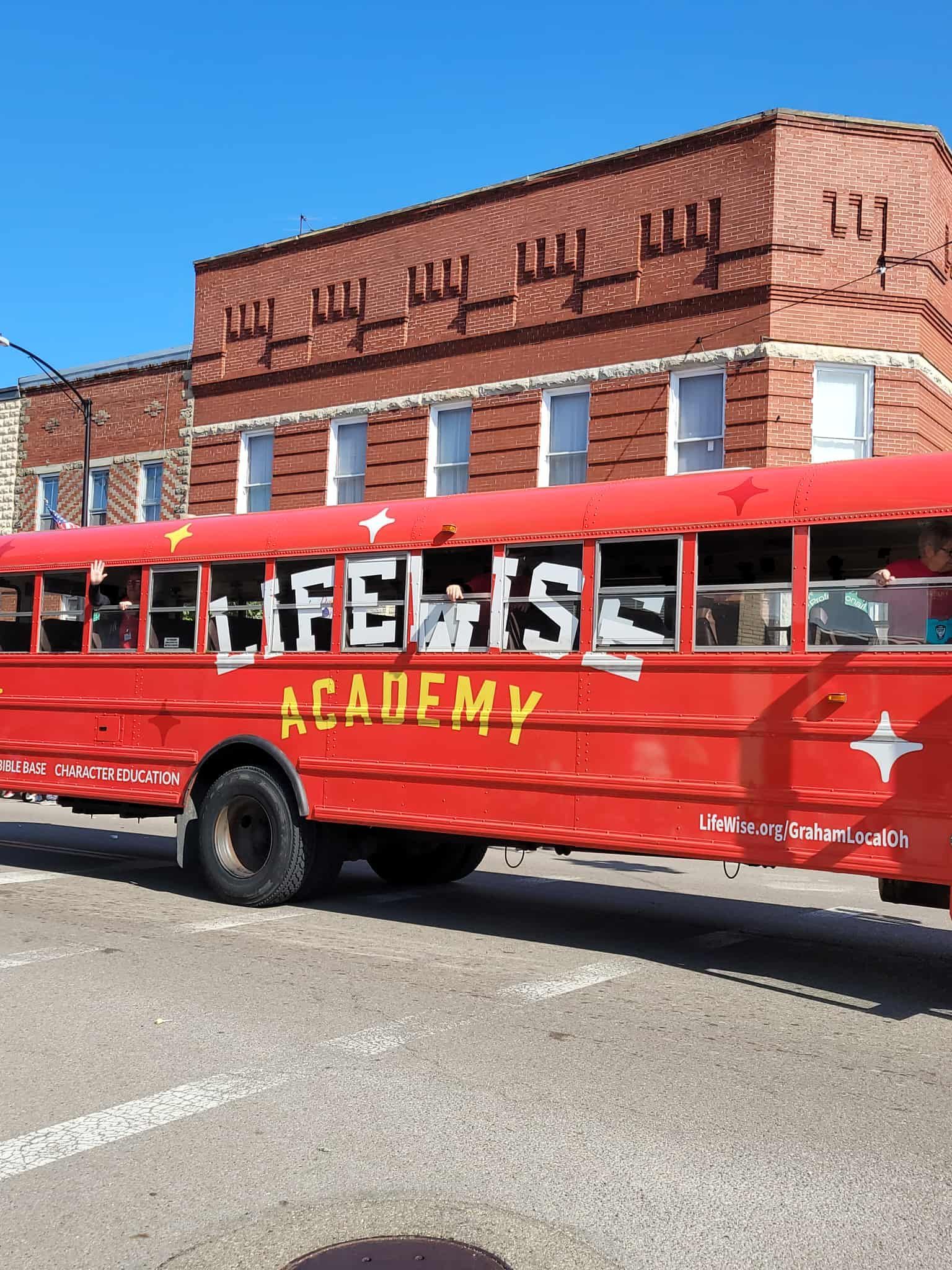Red school bus with