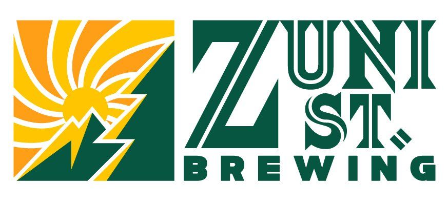 a green and yellow logo for zuni st. brewing