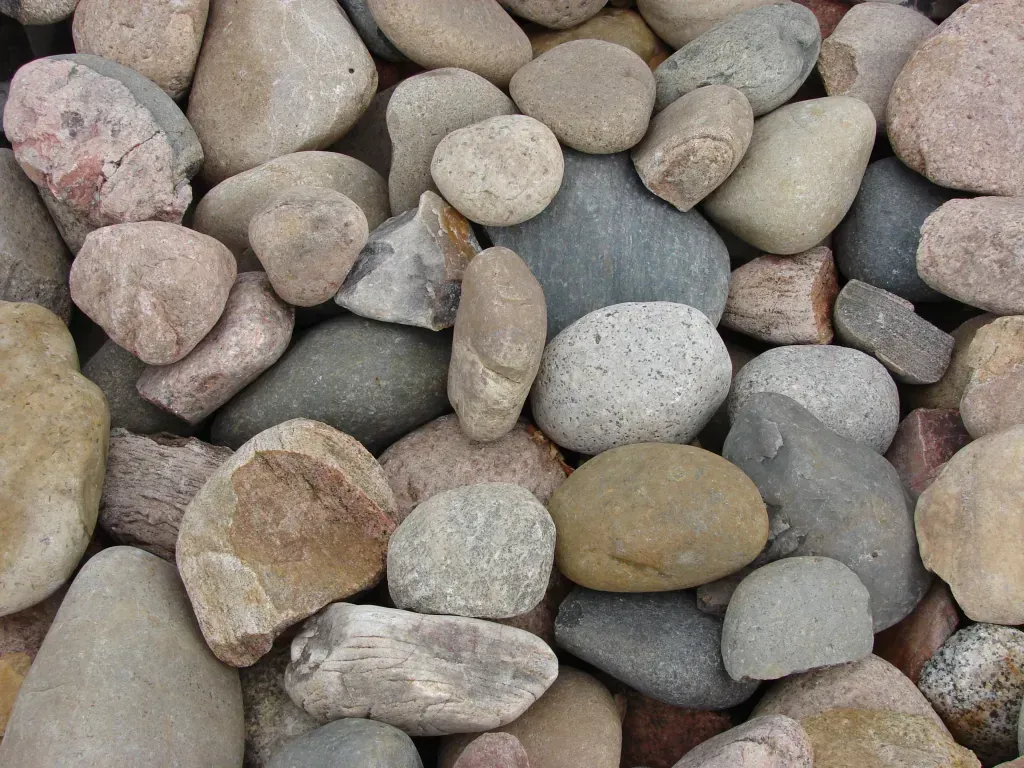 A pile of rocks of different sizes and colors