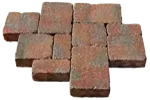 A pile of red bricks on a white background.