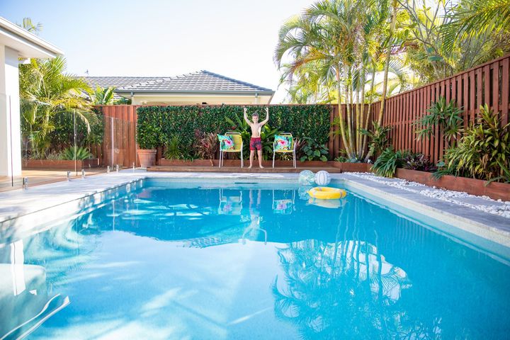 Australian Boy Enjoys Swimming and Playing in Backyard Pool | Sydney, Nsw | Mick's Pool Safety