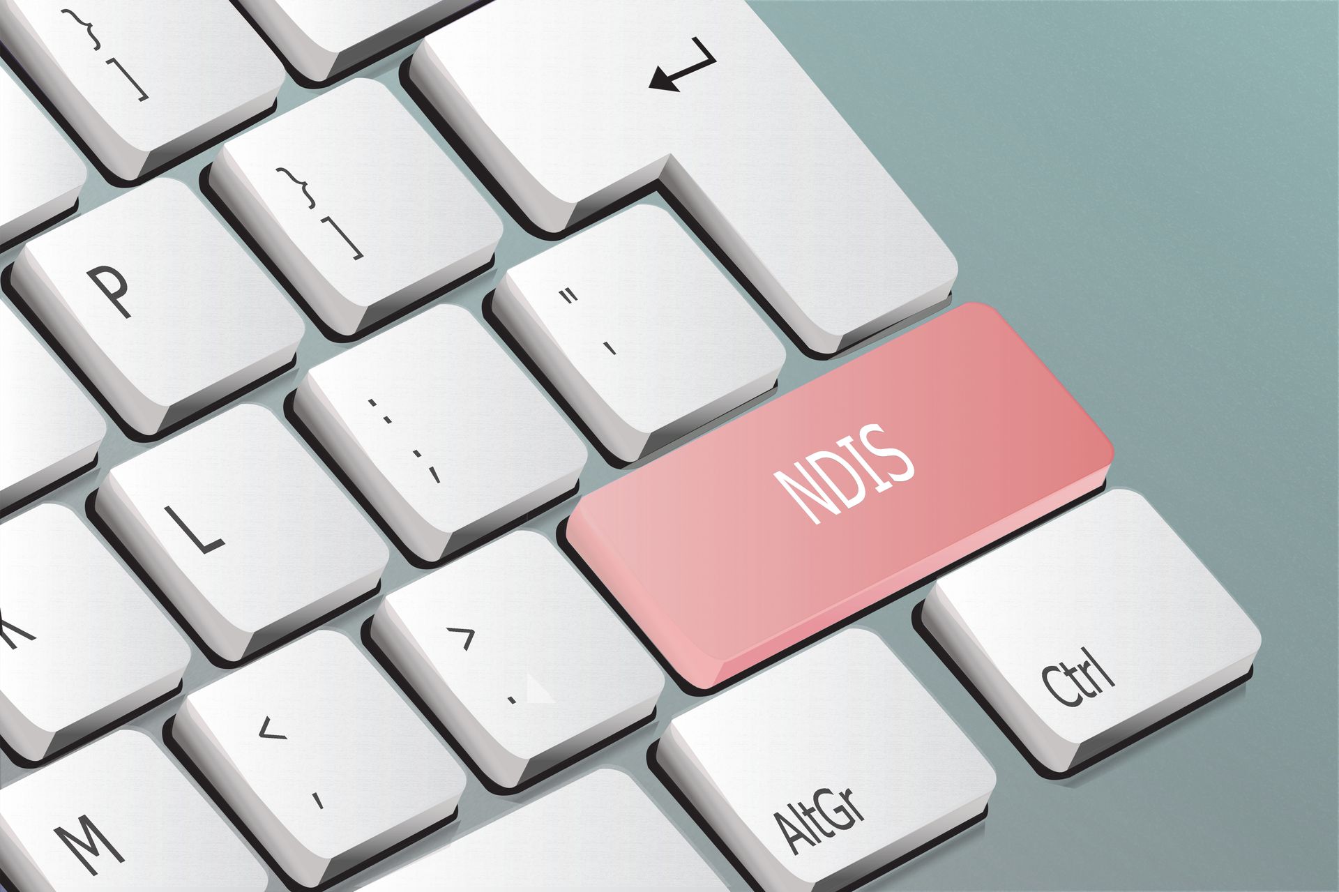 A close-up of a keyboard with a red button that says NDIS