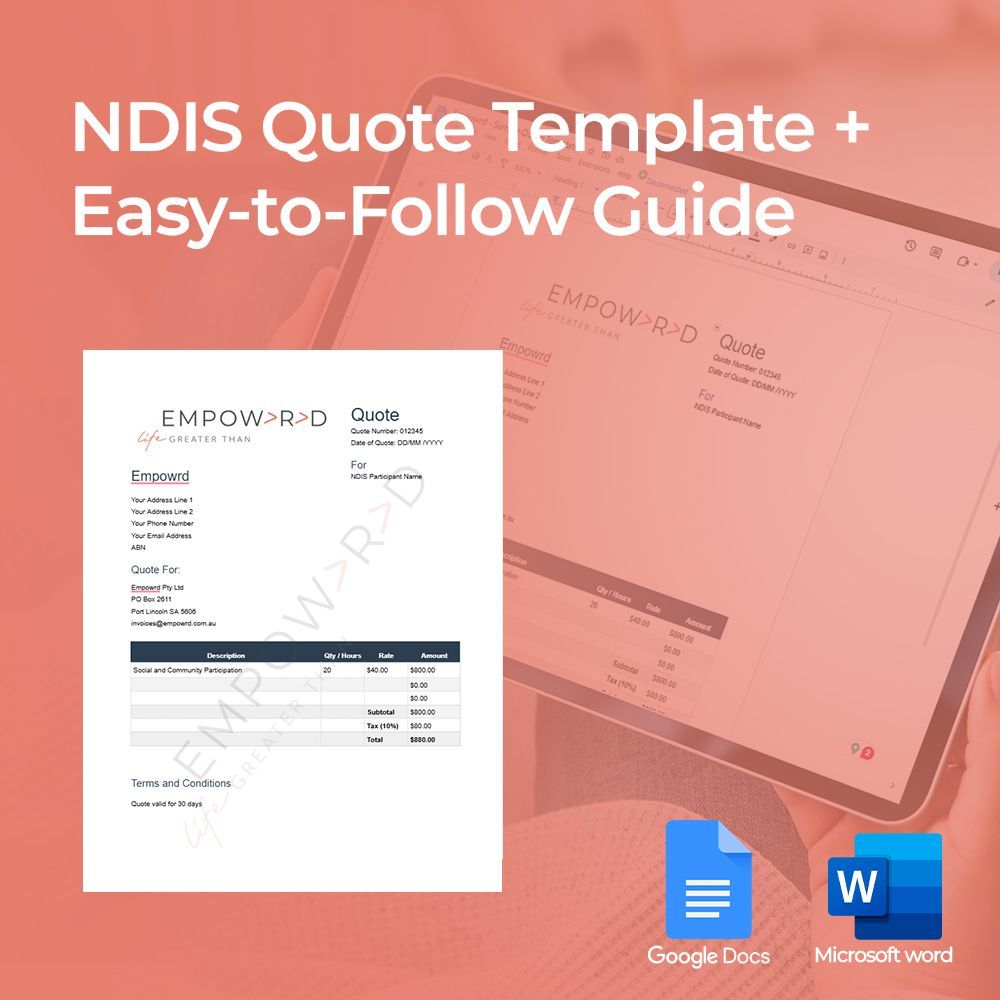 NDIS Quote Template + Easy to Follow Guide