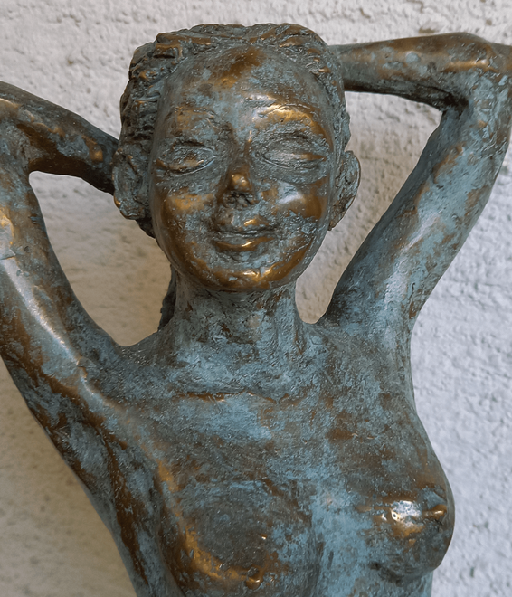 Gertrud Mitterstieler-Widmann, Algund, Südtirol, Bronze Skulptur, Statue, Brunnen Figur, Abendstunde, Höhe: 50 cm