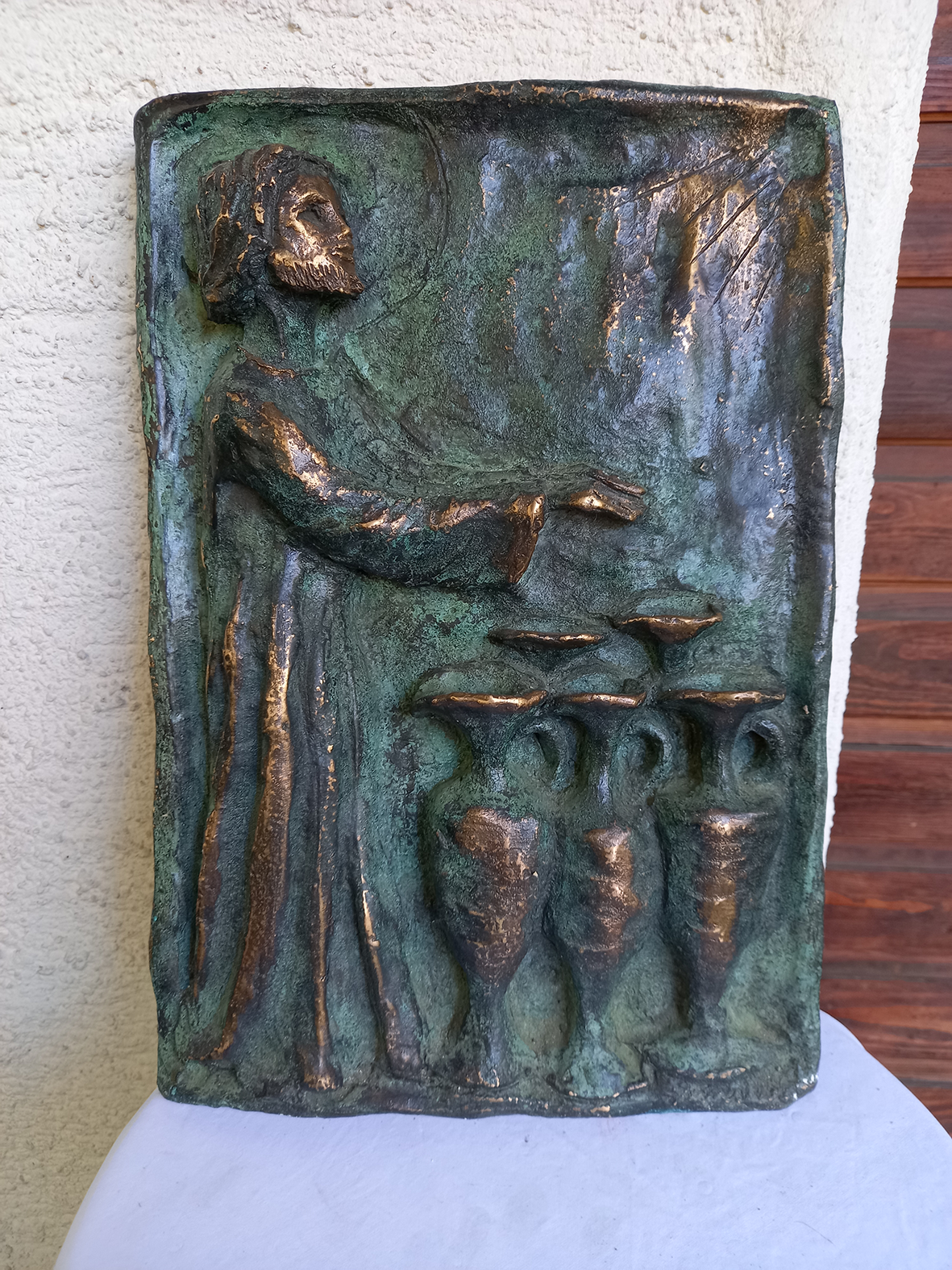 Getrud Mitterstieler-Widmann, Bronze, Figuren, Skulpturen, Statuen, Bronzerelief, Algund, Südtirol, Italien