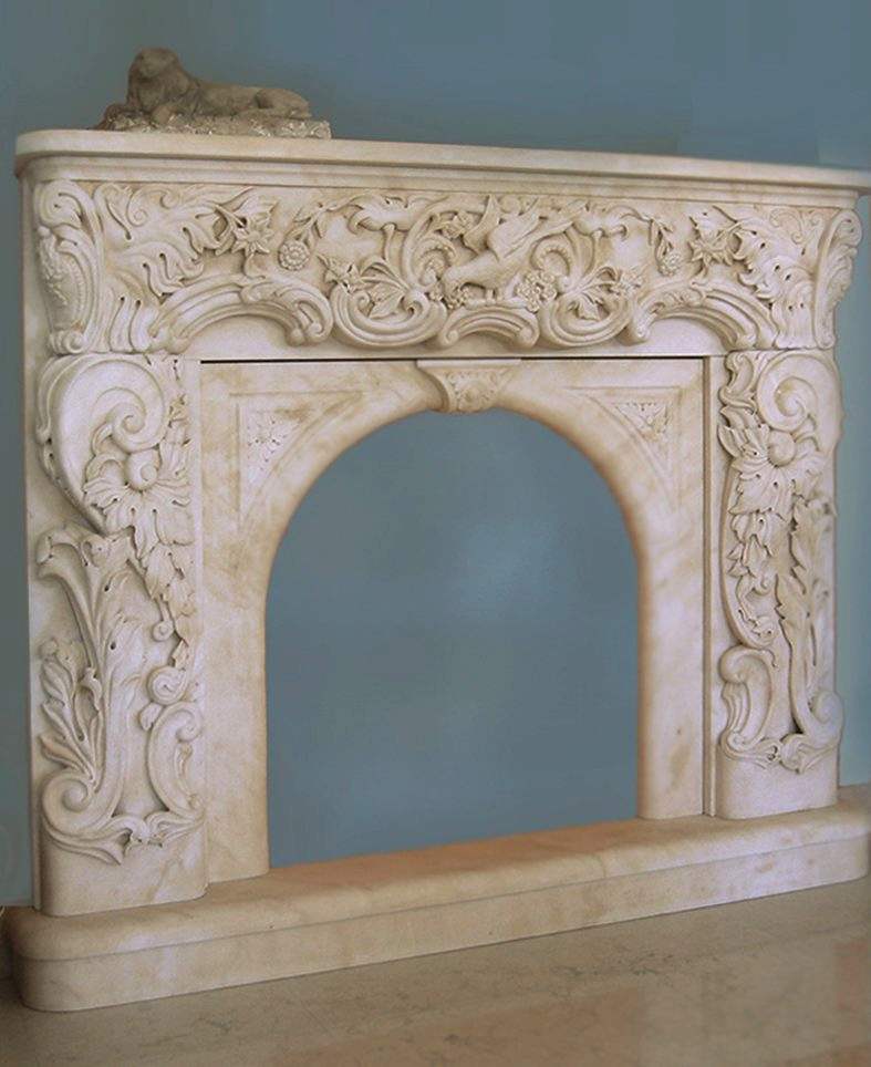 Alexander Widmann, Natural Stone Fireplace, limestone, marble, Vicenza, hand made in Italy