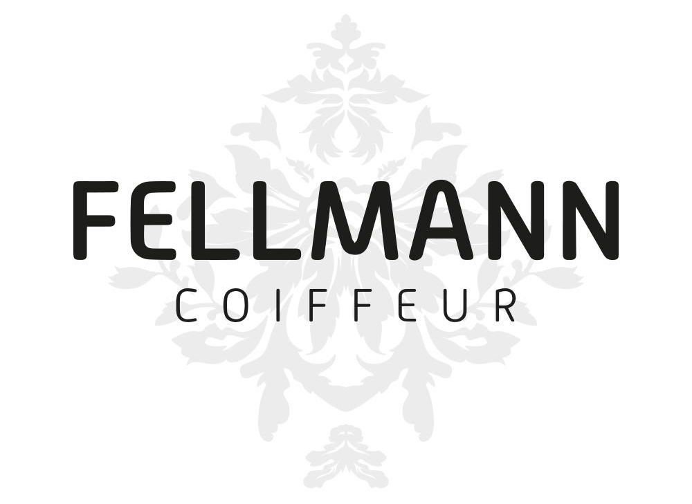 Ein schwarz-weißes Logo für Fellmann Coiffeur auf weißem Hintergrund.