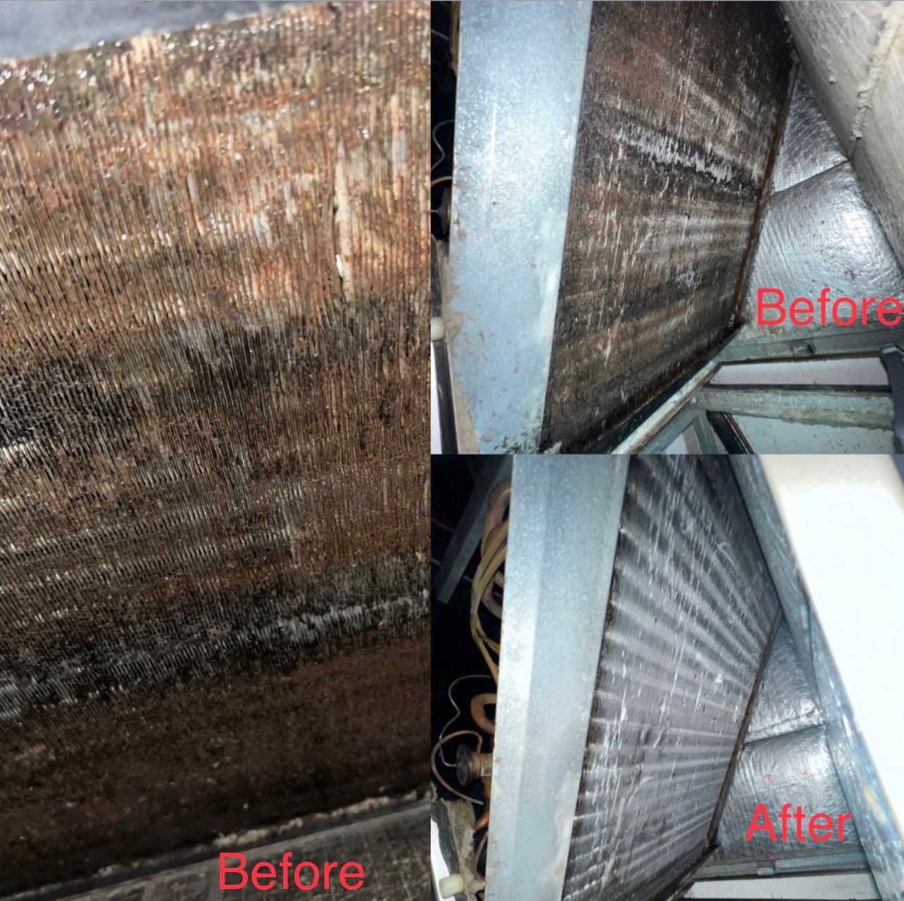 a before and after photo of an air conditioner