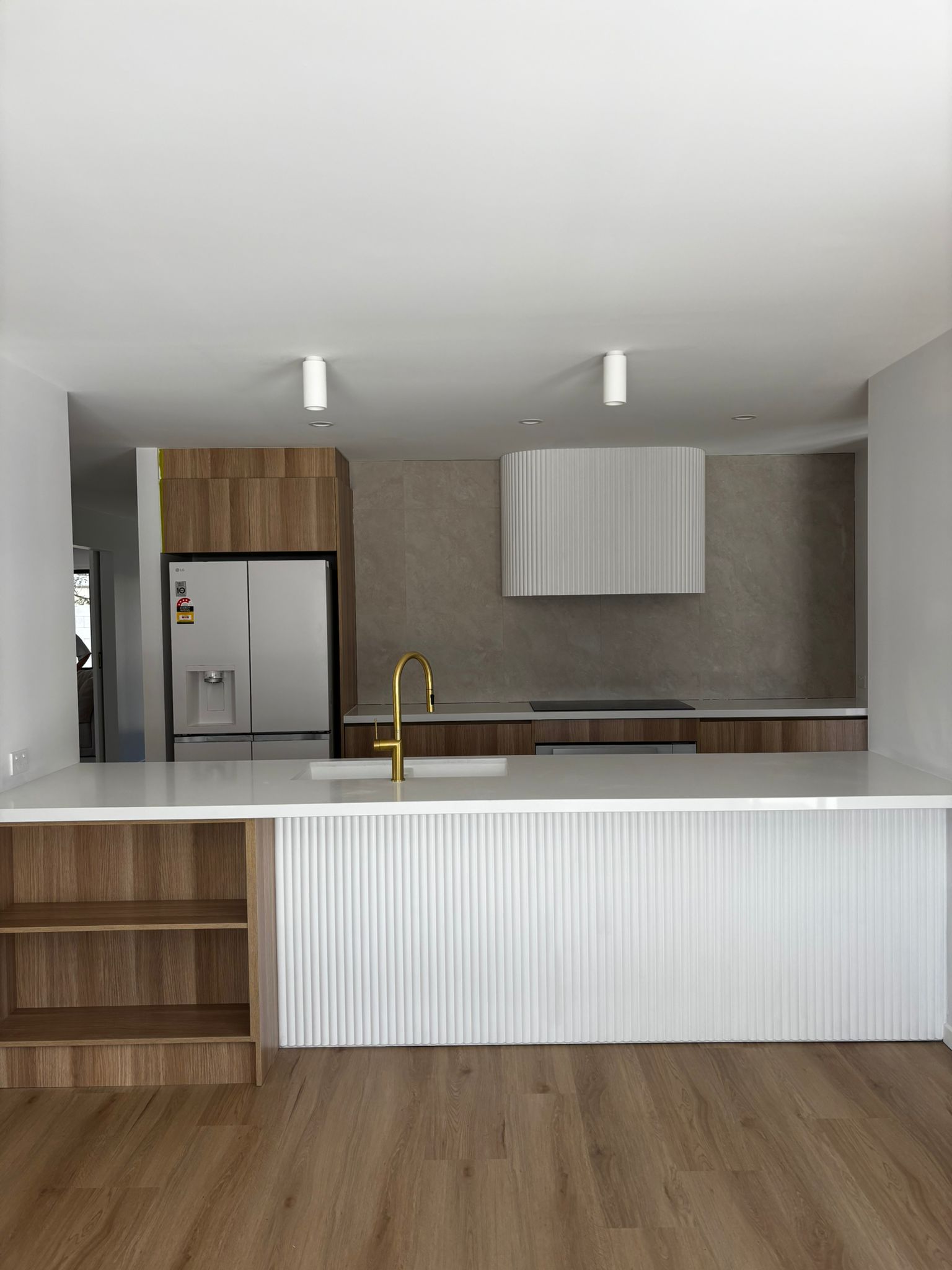 Modern Kitchen With White and Wood Cabinets — Reynolds Built In Maroochydore, QLD