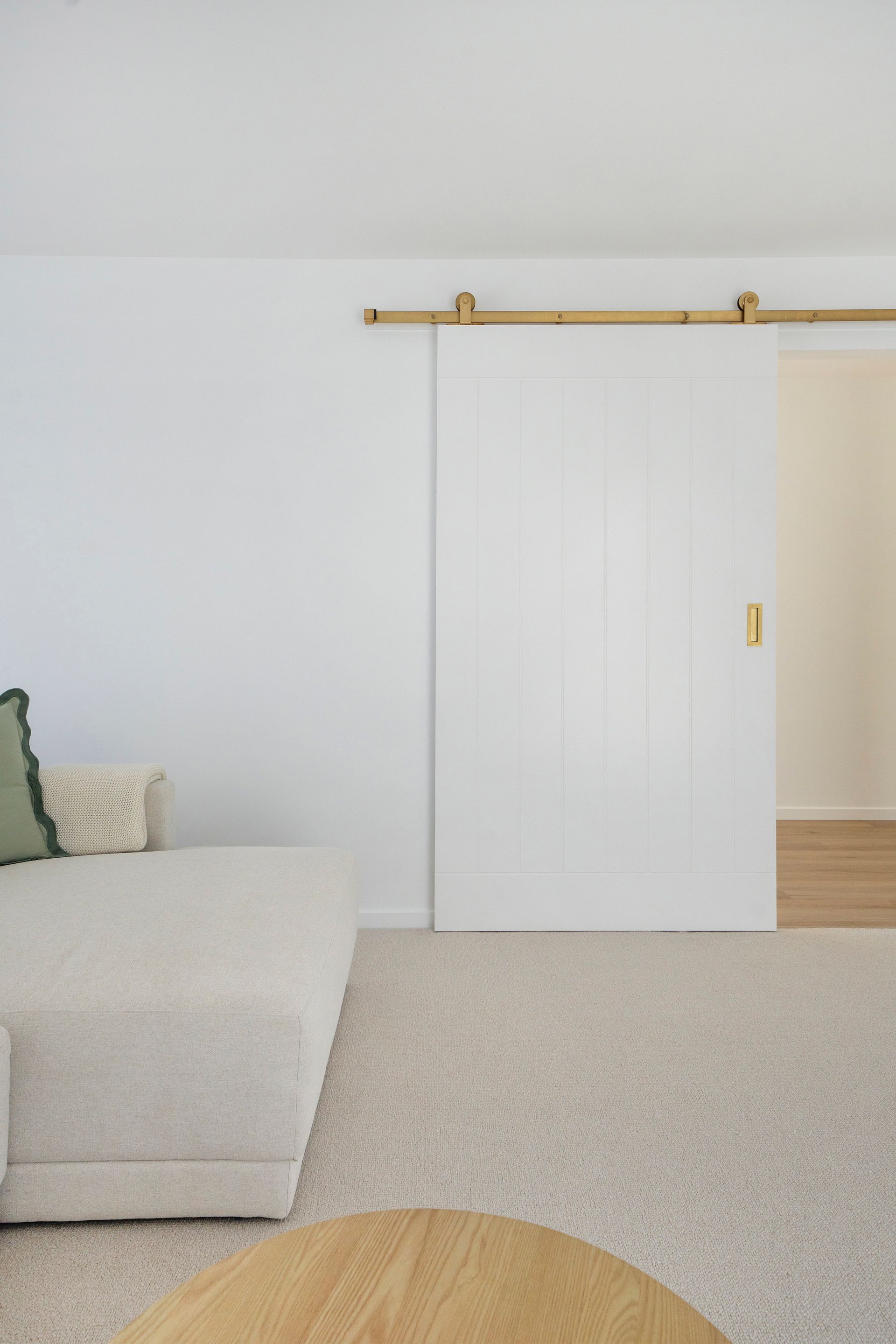 A Kitchen With White Cabinets And Hardwood Floors And A Sink — Reynolds Built In Sunshine Coast, QLD