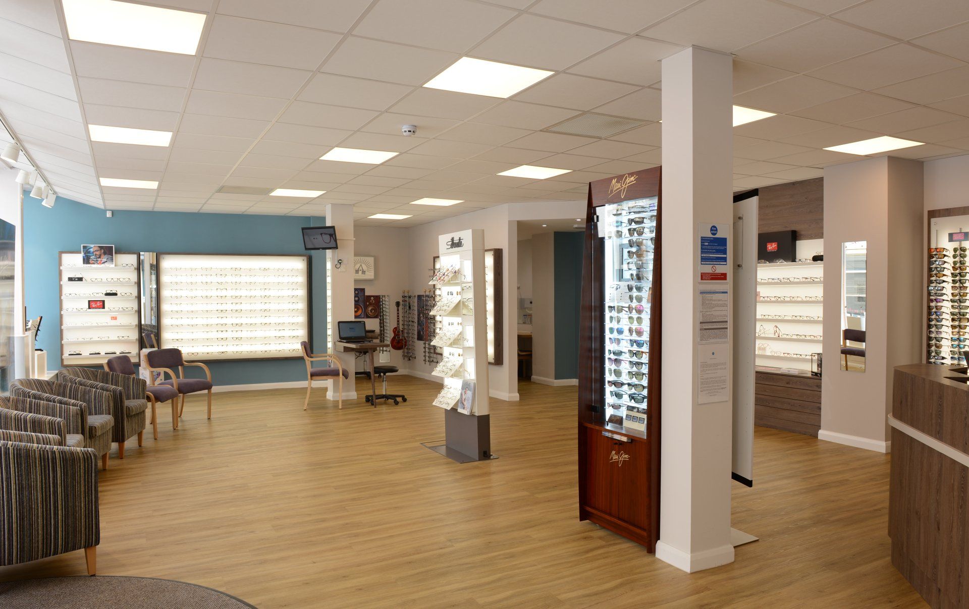 View of eyewear & frame showroom of Eyewear Creations opticians.