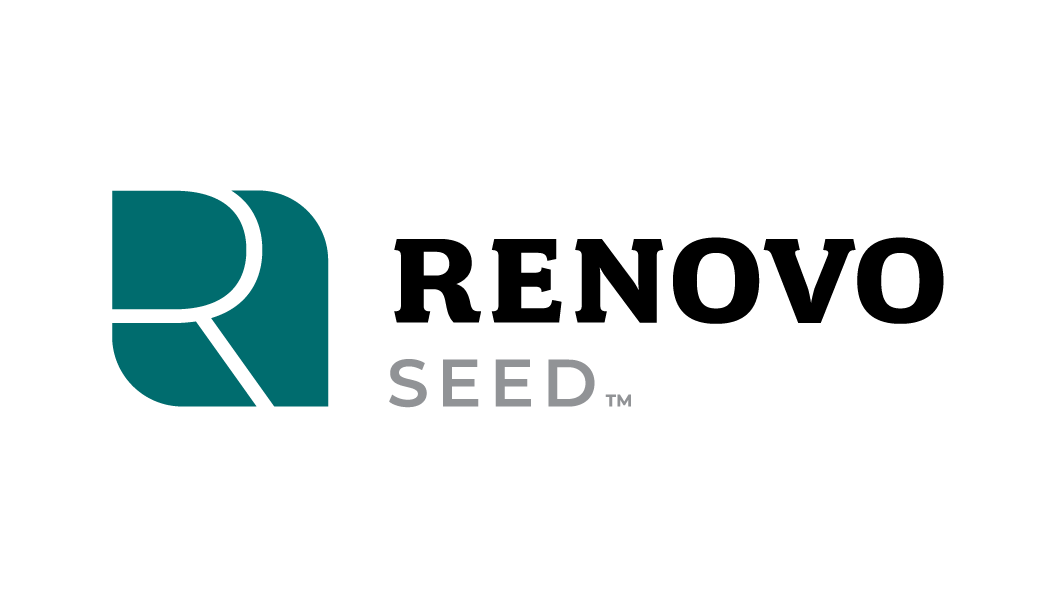 A logo for renovo seed is shown on a white background.