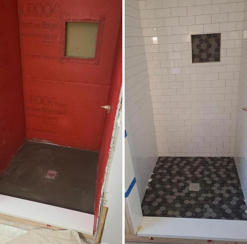 Before and After Bathroom Renovation — Falmouth, MA — Master Tile & Painting, Inc.