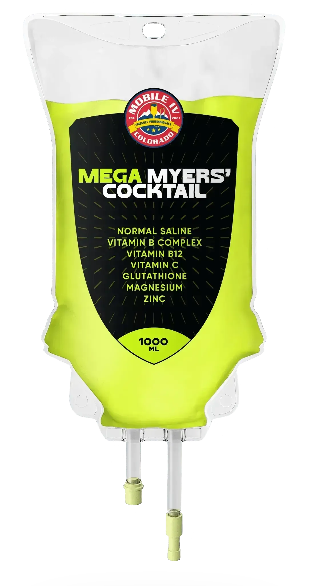 A bag that says mega myers cocktail on it