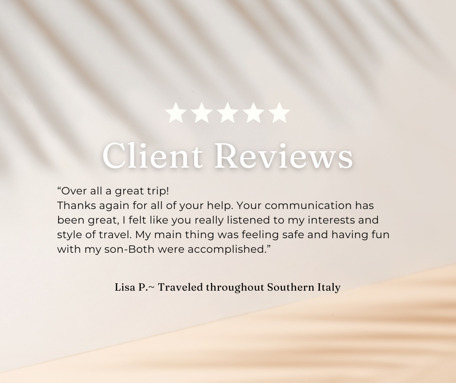 Client review with five stars, text: 