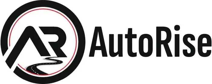 The logo for AutoRise is a black and red logo with a circle around it.