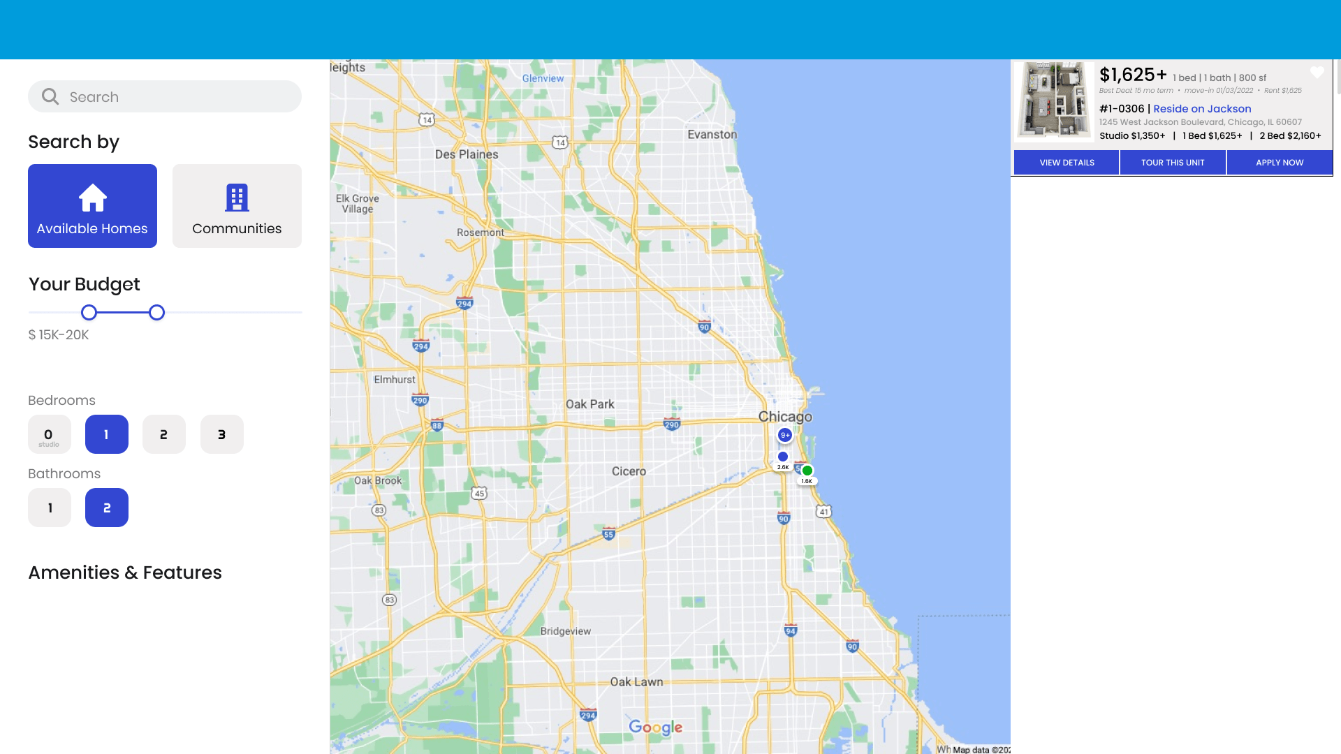 A map of chicago is displayed on a computer screen.