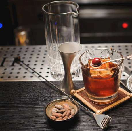 Drinks on a bar.