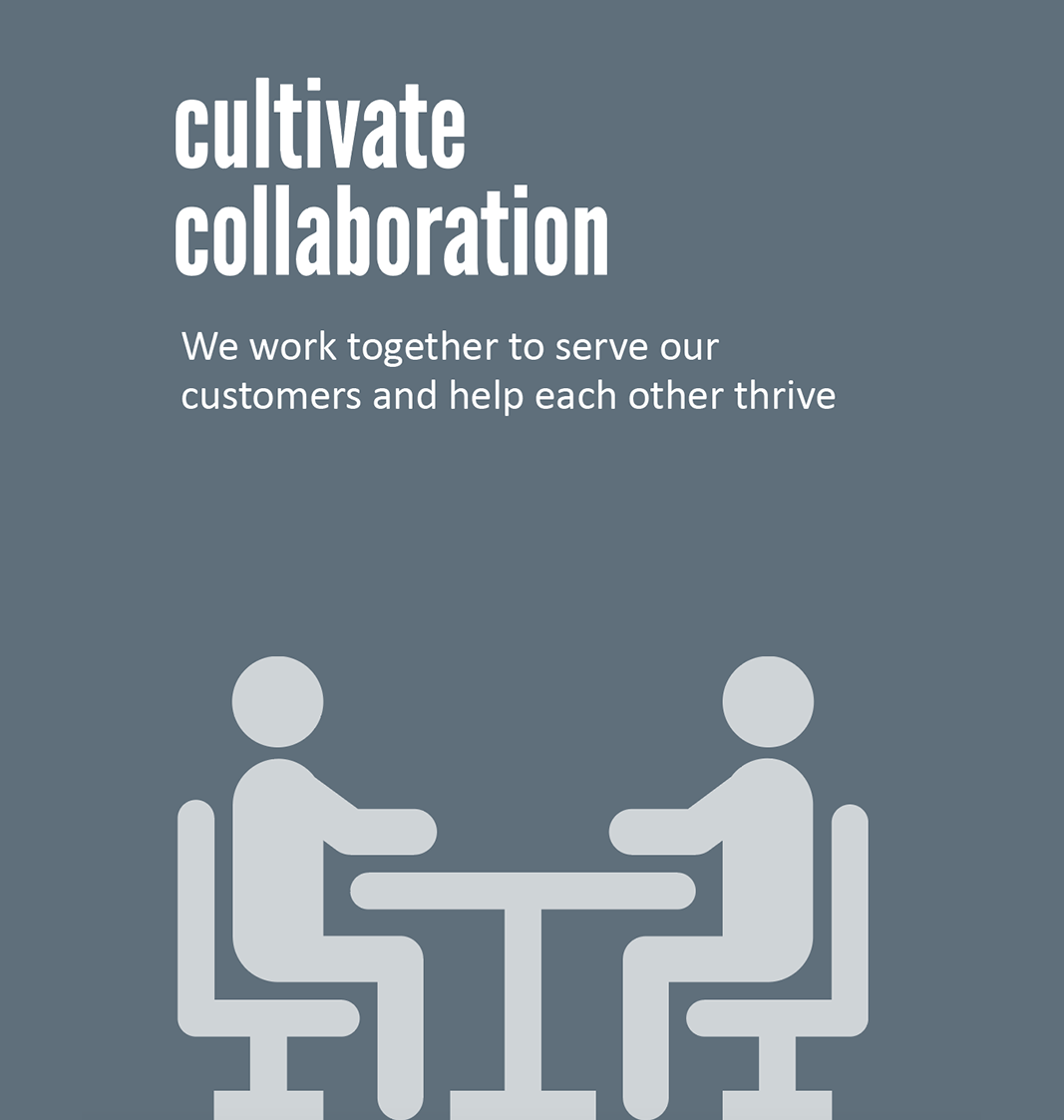 Cultivate collaboration we work together to serve our customers and help each other thrive