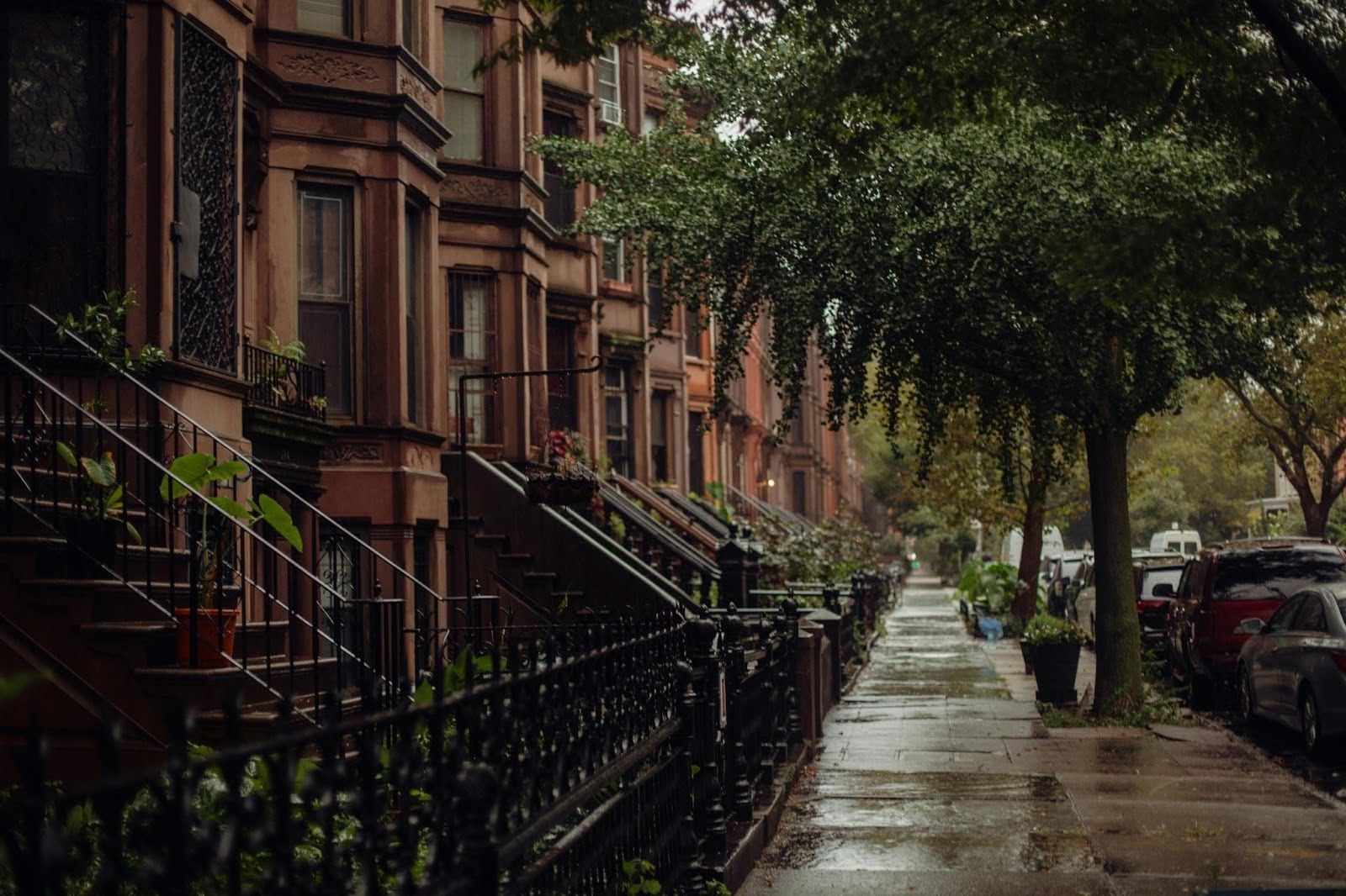 brownstones in city
