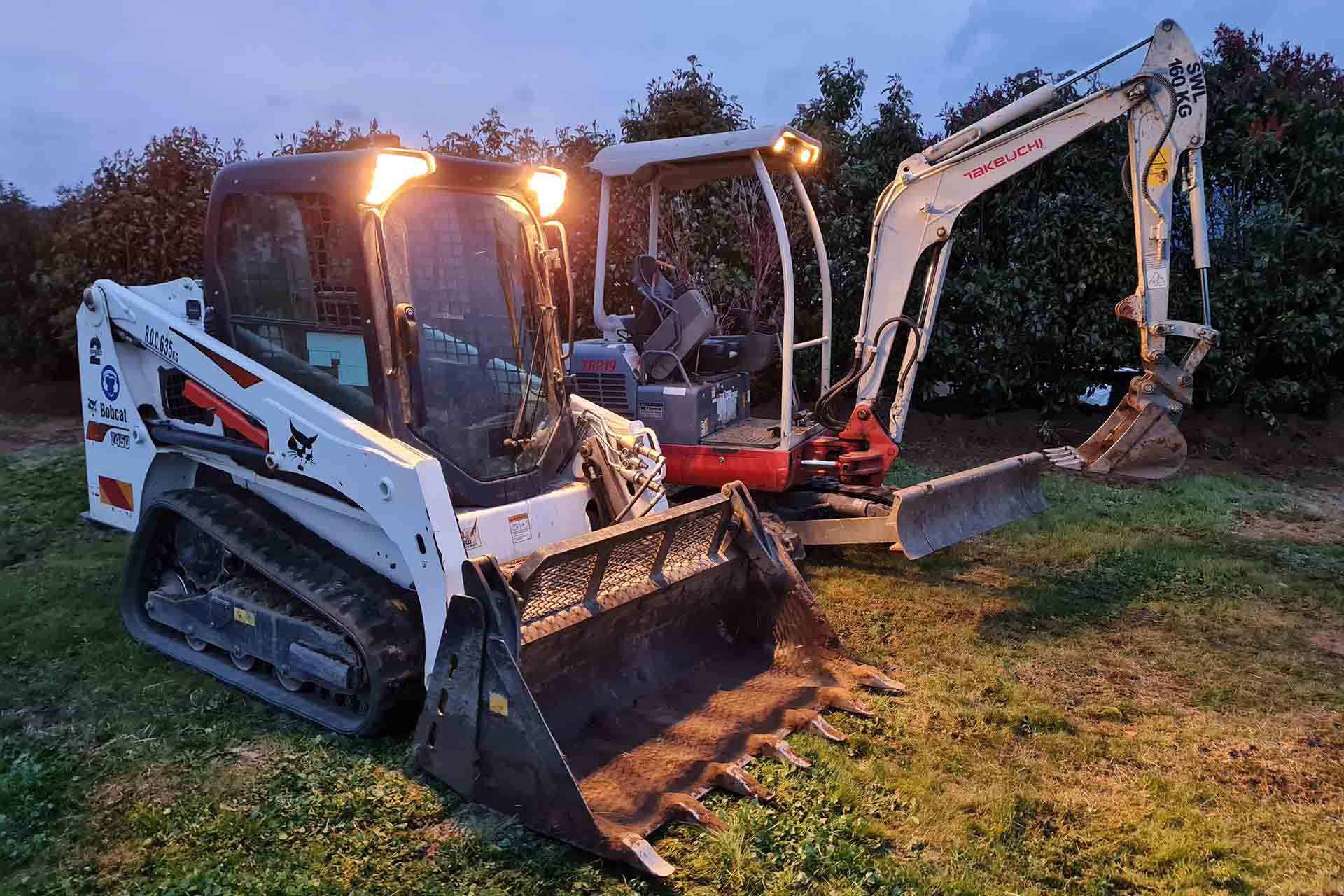 Bobcat and mini excavator