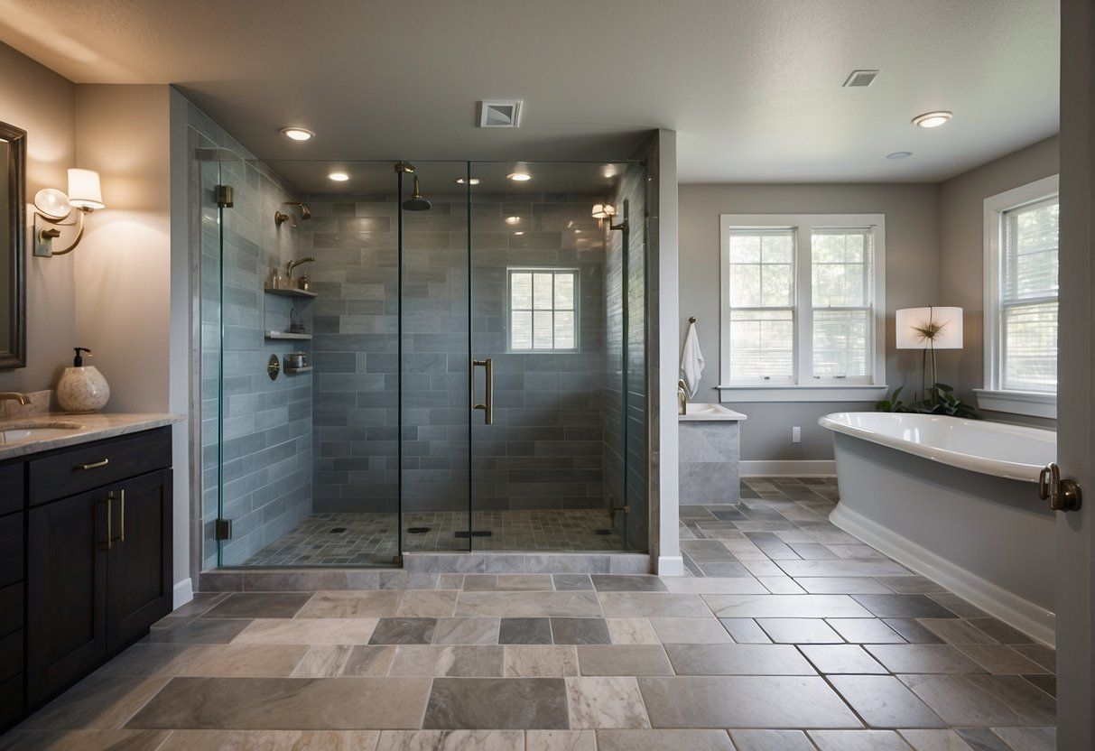 A shower and a bathtub remodel.