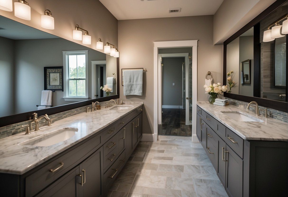 Two new sinks and mirrors were installed in a Dallas home.