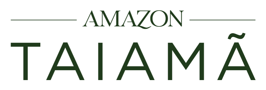 Um logotipo da amazon taiama é mostrado em um fundo branco.