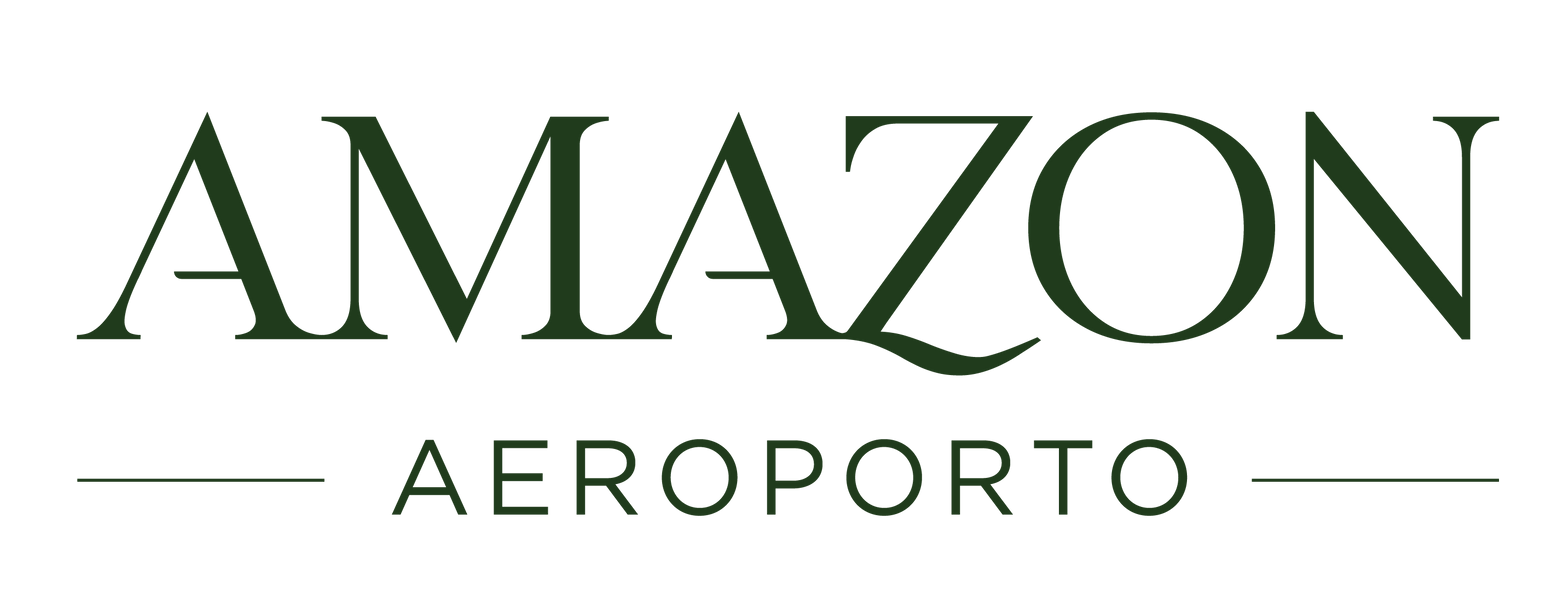 Um logotipo do amazon aeroporto é mostrado em um fundo branco.