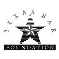 A black and white logo for the texas bar foundation
