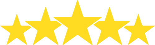 Five yellow stars in a row, rating system.
