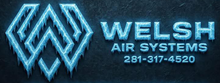Blue &ldquo;Welsh Air Systems&rdquo; logo with phone number 281-317-4520