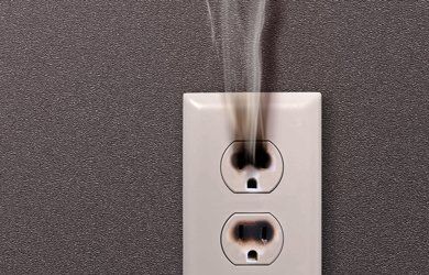 Smoke Damage — Damaged Outlet With Smoke in Los Angeles County, CA