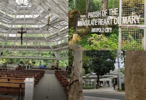 A church with a sign that says parish of the immaculate heart of mary