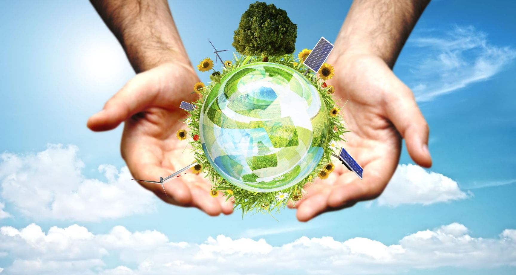 Earth in palms of hand