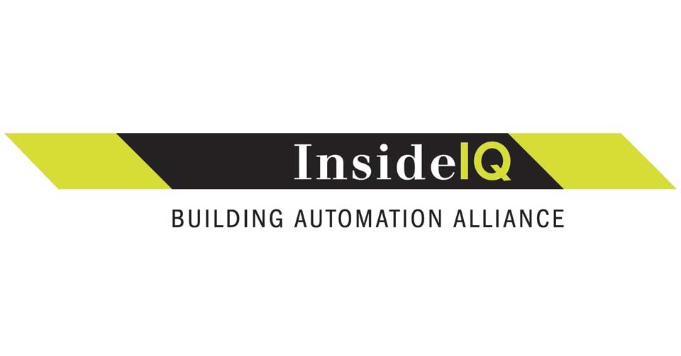 InsideIQ Building Automation Alliance logo with black and yellow bar over text.